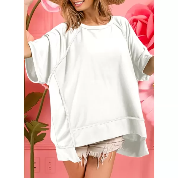 Dokotoo Oversized T Shirts for Women Crewneck Short Sleeve Casual Summer Tops Lightweight Loose High Low Blouse