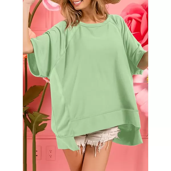 Dokotoo Oversized T Shirts for Women Crewneck Short Sleeve Casual Summer Tops Lightweight Loose High Low Blouse