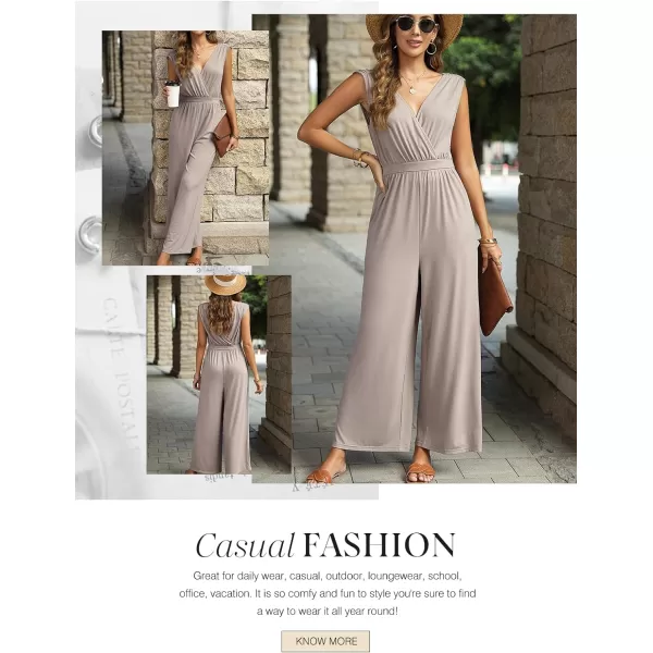 Dokotoo Sleeveless Jumpsuit V Neck Elegant for Womens Dressy Casual 2024 One Piece Romper Outfits