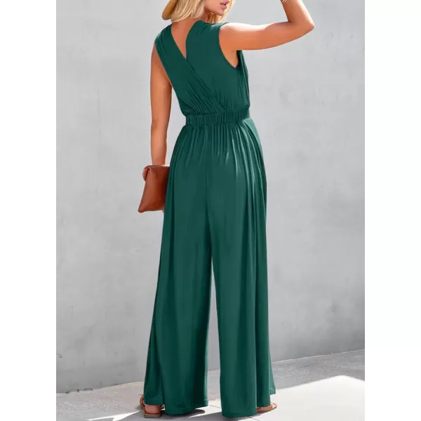 Dokotoo Sleeveless Jumpsuit V Neck Elegant for Womens Dressy Casual 2024 One Piece Romper Outfits
