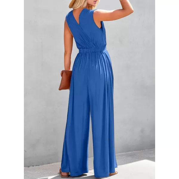 Dokotoo Sleeveless Jumpsuit V Neck Elegant for Womens Dressy Casual 2024 One Piece Romper Outfits