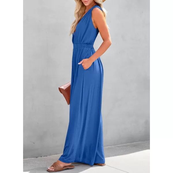 Dokotoo Sleeveless Jumpsuit V Neck Elegant for Womens Dressy Casual 2024 One Piece Romper Outfits