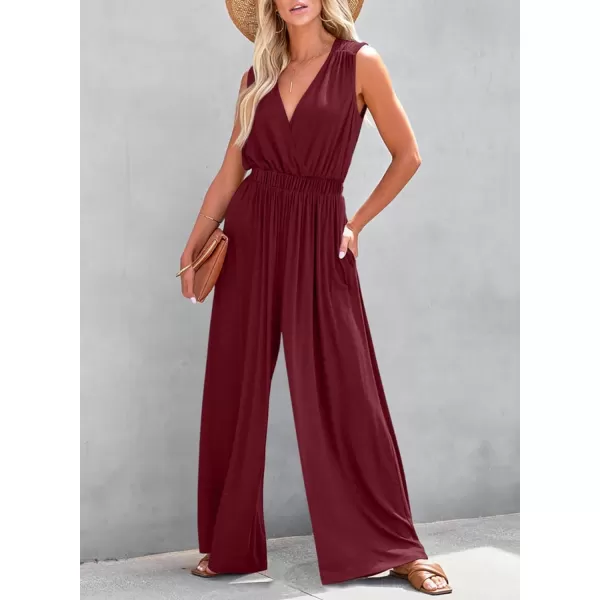 Dokotoo Sleeveless Jumpsuit V Neck Elegant for Womens Dressy Casual 2024 One Piece Romper Outfits