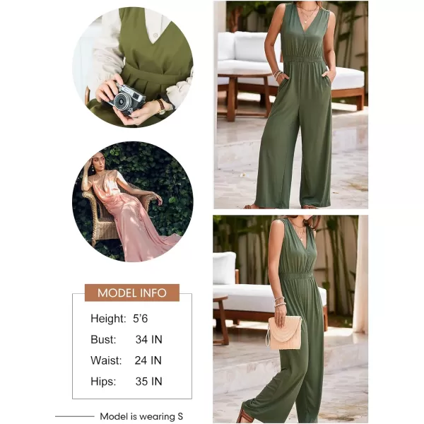 Dokotoo Sleeveless Jumpsuit V Neck Elegant for Womens Dressy Casual 2024 One Piece Romper Outfits