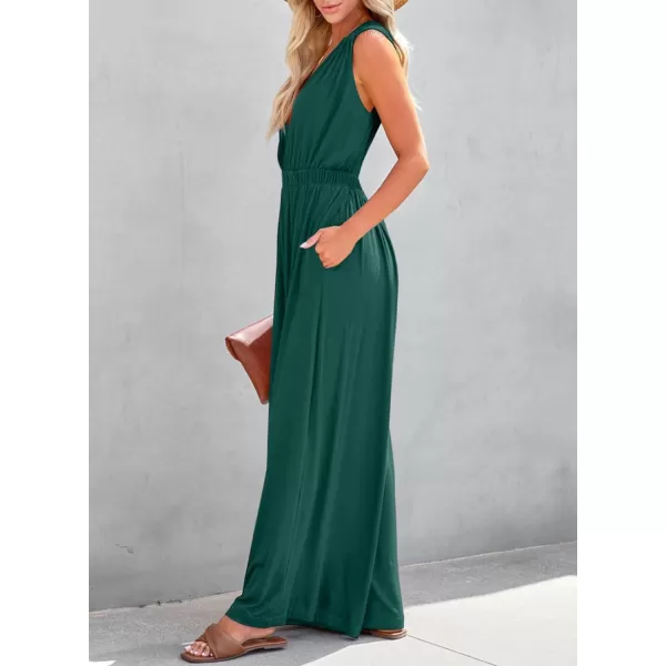Dokotoo Sleeveless Jumpsuit V Neck Elegant for Womens Dressy Casual 2024 One Piece Romper Outfits