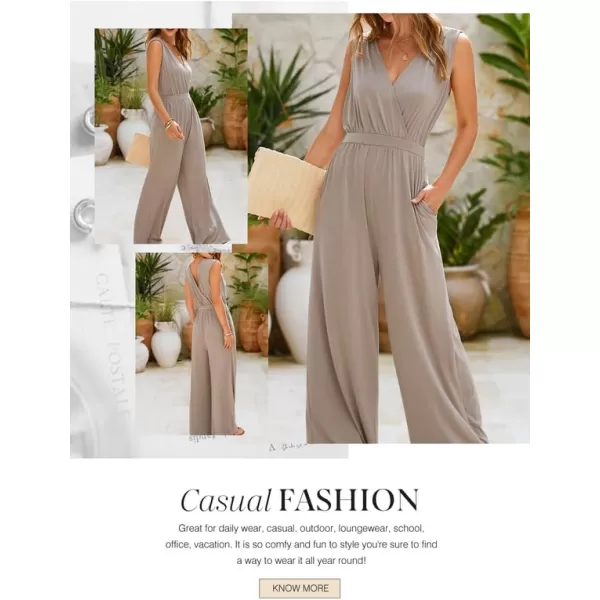 Dokotoo Sleeveless Jumpsuit V Neck Elegant for Womens Dressy Casual 2024 One Piece Romper Outfits
