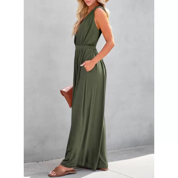 Dokotoo Sleeveless Jumpsuit V Neck Elegant for Womens Dressy Casual 2024 One Piece Romper Outfits
