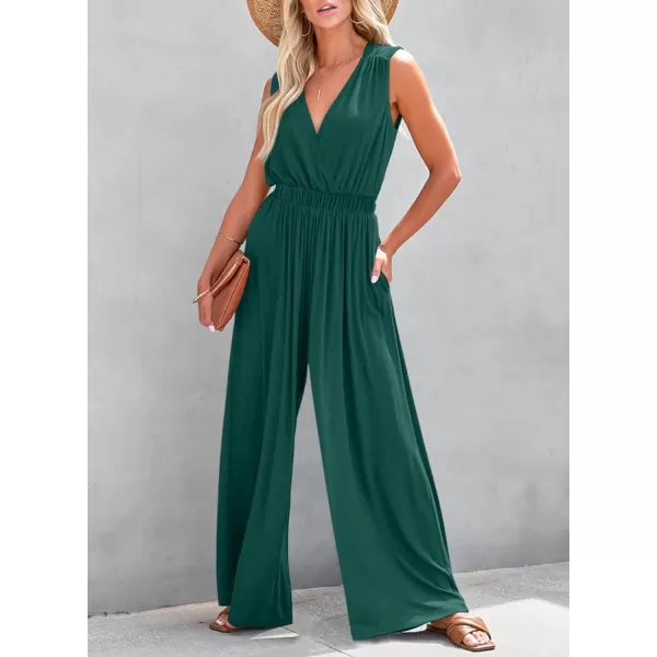 Dokotoo Sleeveless Jumpsuit V Neck Elegant for Womens Dressy Casual 2024 One Piece Romper Outfits