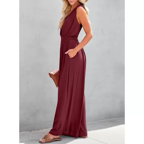 Dokotoo Sleeveless Jumpsuit V Neck Elegant for Womens Dressy Casual 2024 One Piece Romper Outfits