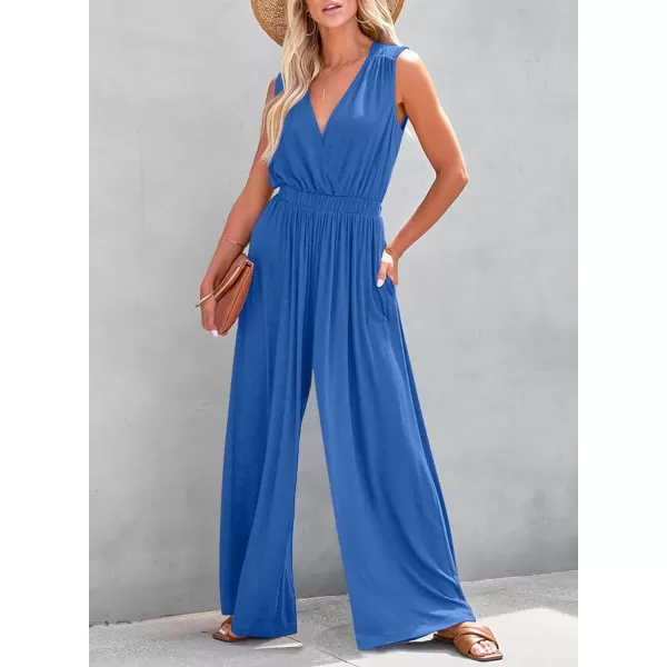 Dokotoo Sleeveless Jumpsuit V Neck Elegant for Womens Dressy Casual 2024 One Piece Romper Outfits