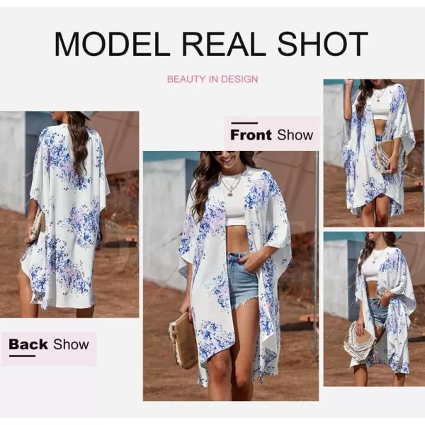 Dokotoo Womens 2024 Summer Beach Hawaiian Vacation Long Kimono Cardigans Swimsuits Cover ups