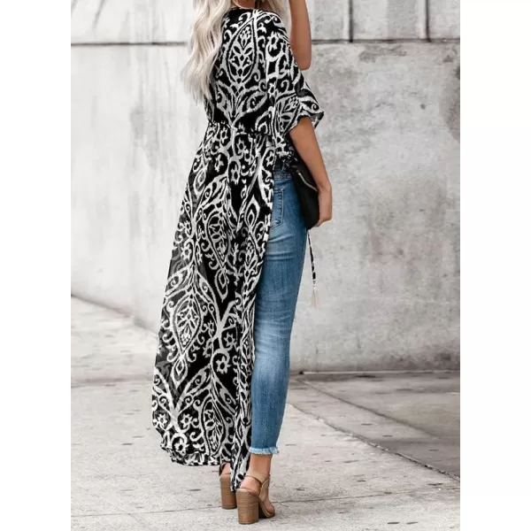 Dokotoo Womens 2024 Summer Beach Hawaiian Vacation Long Kimono Cardigans Swimsuits Cover ups