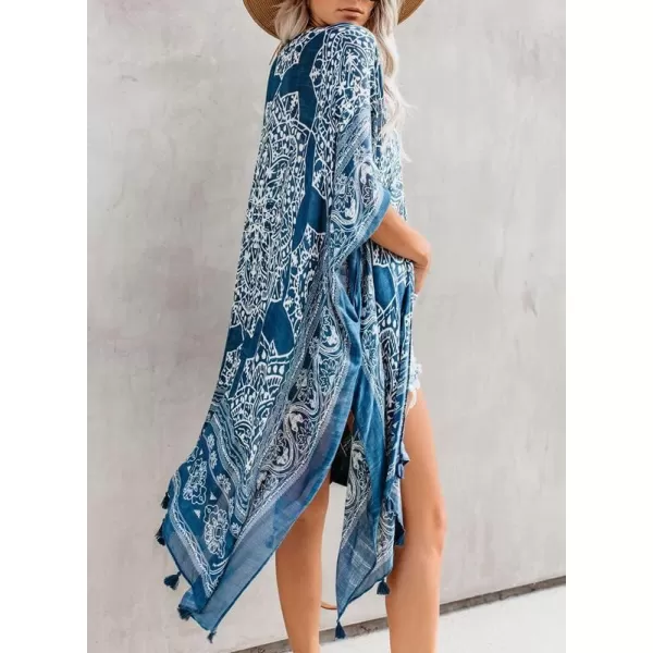 Dokotoo Womens 2024 Summer Beach Hawaiian Vacation Long Kimono Cardigans Swimsuits Cover ups