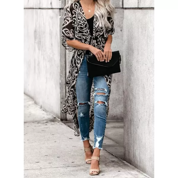Dokotoo Womens 2024 Summer Beach Hawaiian Vacation Long Kimono Cardigans Swimsuits Cover ups