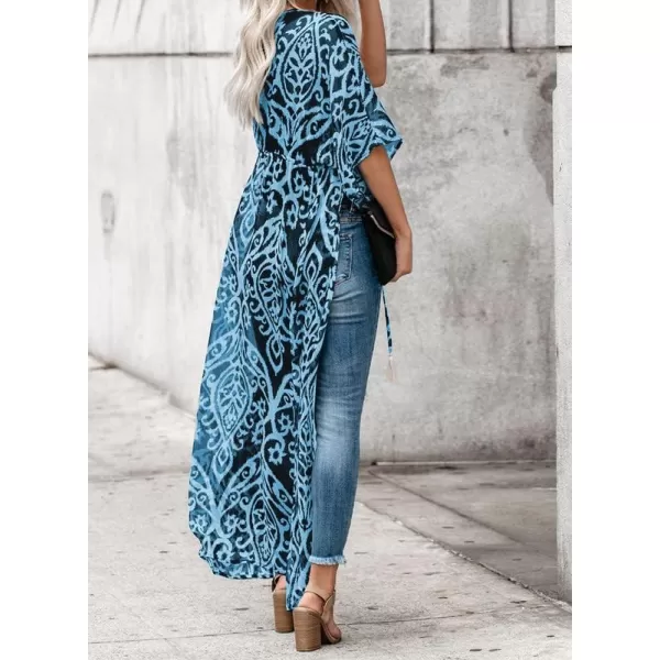 Dokotoo Womens 2024 Summer Beach Hawaiian Vacation Long Kimono Cardigans Swimsuits Cover ups