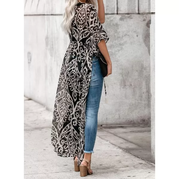Dokotoo Womens 2024 Summer Beach Hawaiian Vacation Long Kimono Cardigans Swimsuits Cover ups