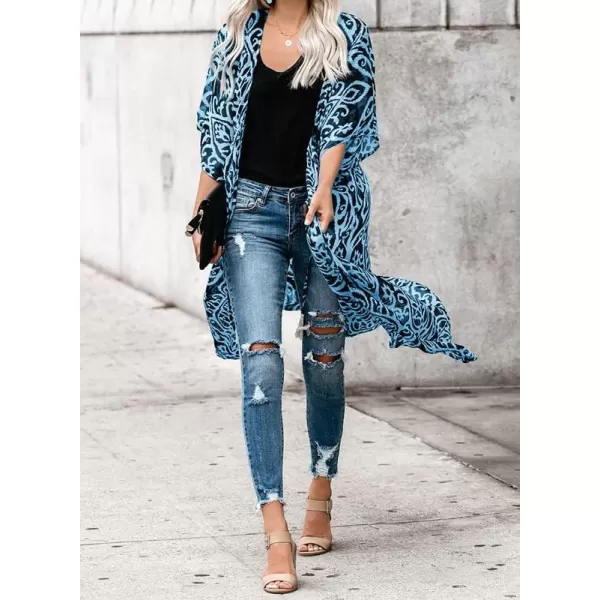 Dokotoo Womens 2024 Summer Beach Hawaiian Vacation Long Kimono Cardigans Swimsuits Cover ups