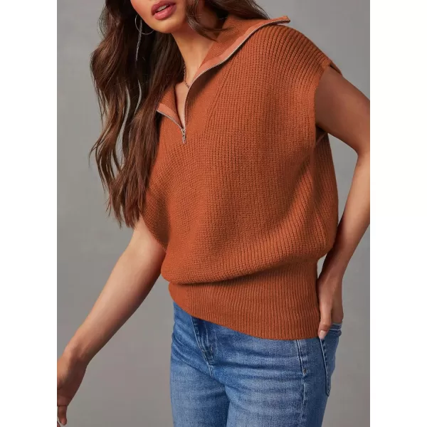 Dokotoo Women's Casual Sleeveless Half Zip Pullover Sweaters Solid V Neck Collar Ribbed Knitted Loose Sweaters