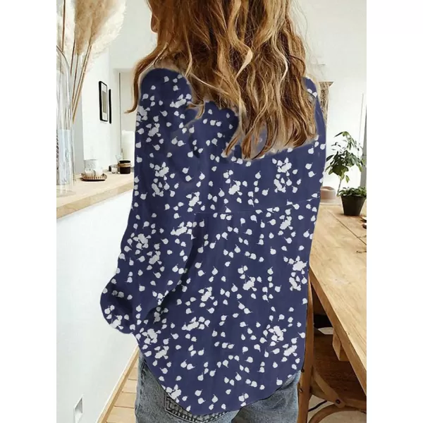 Dokotoo Women's Casual V Neck Alicia Floral Print Roll Up Long Sleeve Chiffon Button Down Blouses Bohemian Top Shirts