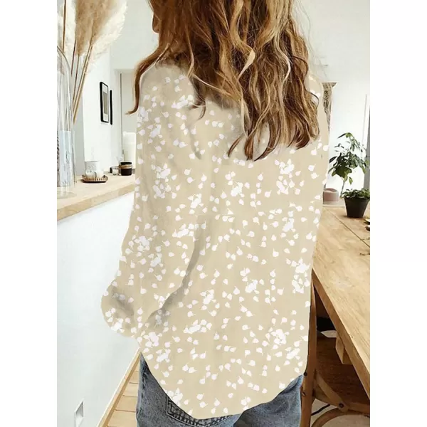 Dokotoo Women's Casual V Neck Alicia Floral Print Roll Up Long Sleeve Chiffon Button Down Blouses Bohemian Top Shirts