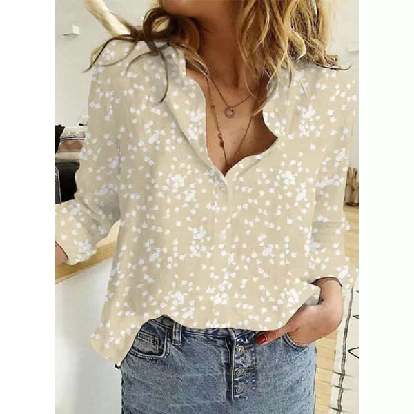 Dokotoo Women's Casual V Neck Alicia Floral Print Roll Up Long Sleeve Chiffon Button Down Blouses Bohemian Top Shirts
