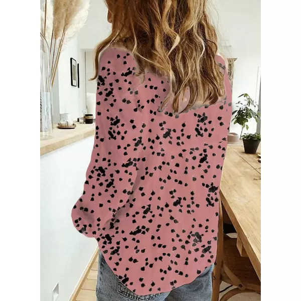 Dokotoo Women's Casual V Neck Alicia Floral Print Roll Up Long Sleeve Chiffon Button Down Blouses Bohemian Top Shirts