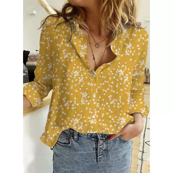 Dokotoo Women's Casual V Neck Alicia Floral Print Roll Up Long Sleeve Chiffon Button Down Blouses Bohemian Top Shirts