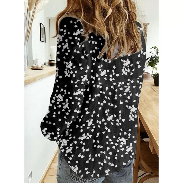 Dokotoo Women's Casual V Neck Alicia Floral Print Roll Up Long Sleeve Chiffon Button Down Blouses Bohemian Top Shirts