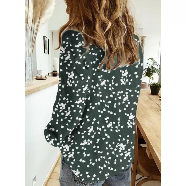 Dokotoo Women's Casual V Neck Alicia Floral Print Roll Up Long Sleeve Chiffon Button Down Blouses Bohemian Top Shirts