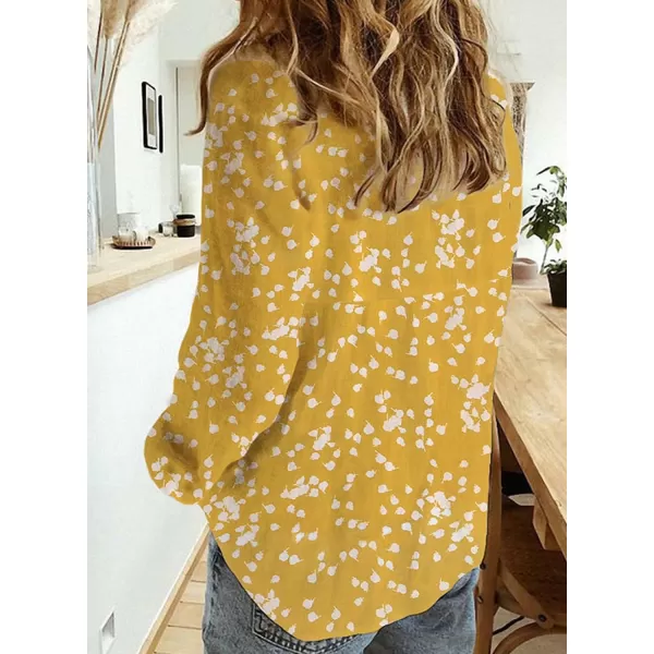 Dokotoo Women's Casual V Neck Alicia Floral Print Roll Up Long Sleeve Chiffon Button Down Blouses Bohemian Top Shirts