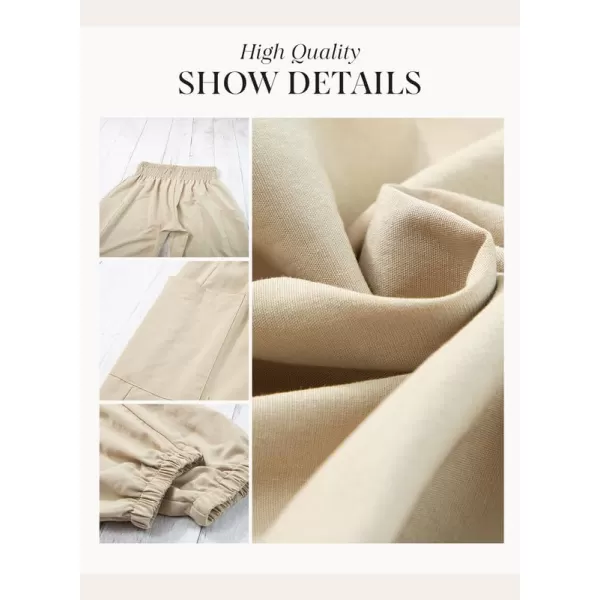 Dokotoo Womens Summer Boho Business Casual Smocked High Waisted Cargo Long Pants with Pockets