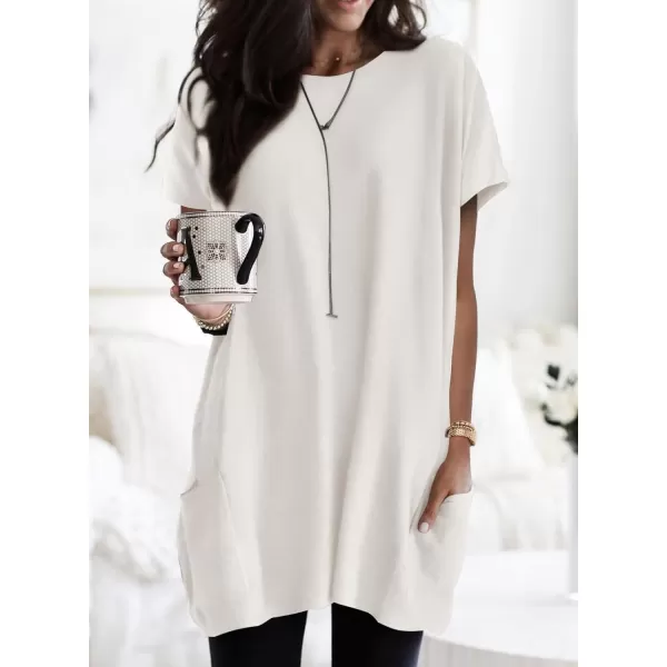 Dokotoo Womens Summer Casual Shirts Short Sleeve Tunic Tops with Pockets