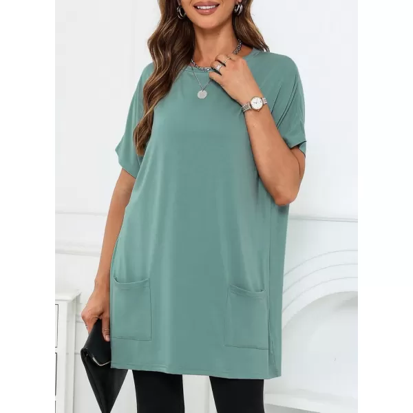 Dokotoo Womens Summer Casual Shirts Short Sleeve Tunic Tops with Pockets