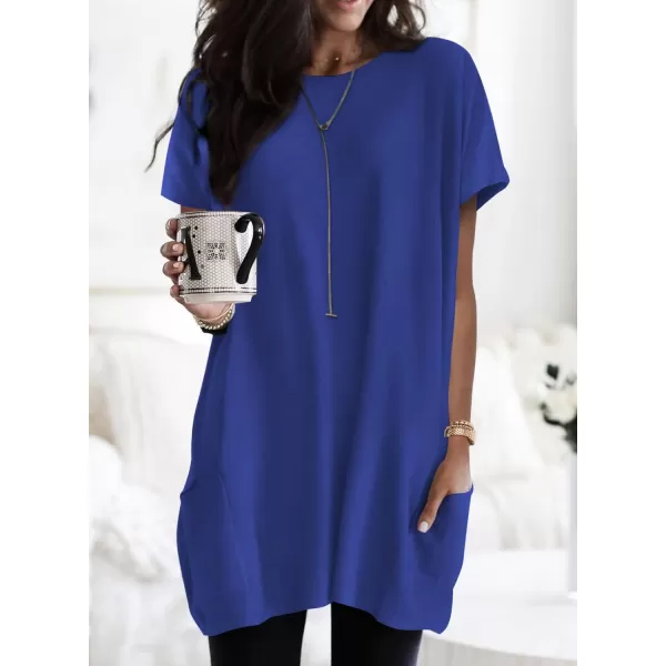 Dokotoo Womens Summer Casual Shirts Short Sleeve Tunic Tops with Pockets