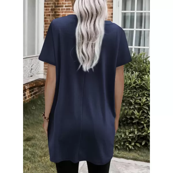Dokotoo Womens Summer Casual Shirts Short Sleeve Tunic Tops with Pockets