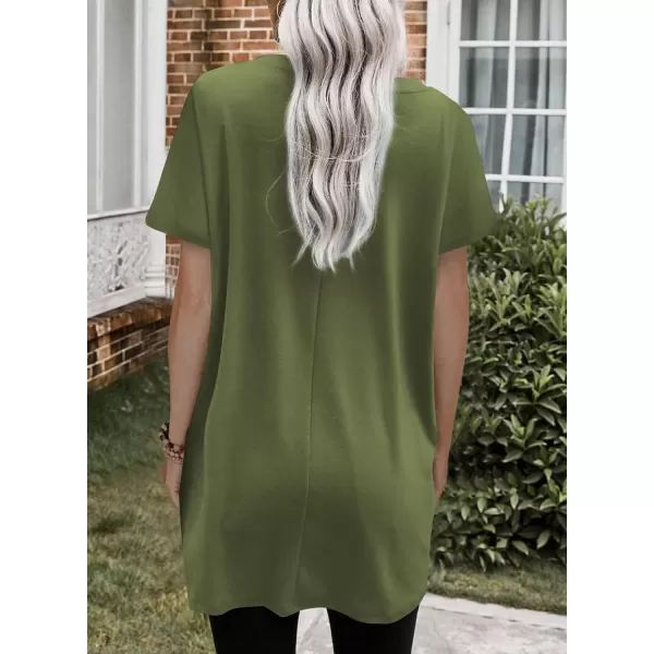 Dokotoo Womens Summer Casual Shirts Short Sleeve Tunic Tops with Pockets