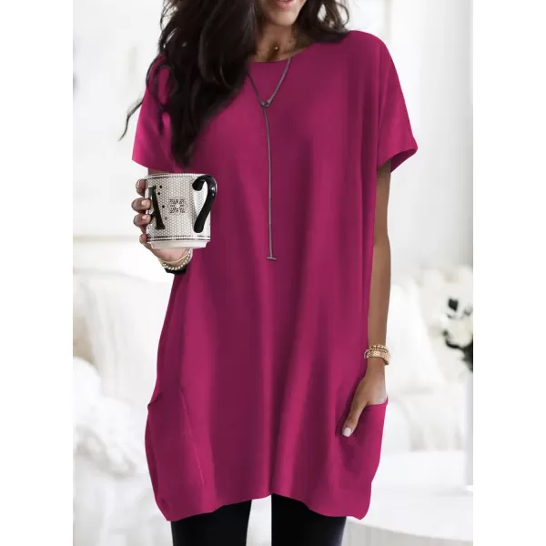 Dokotoo Womens Summer Casual Shirts Short Sleeve Tunic Tops with Pockets