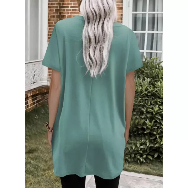 Dokotoo Womens Summer Casual Shirts Short Sleeve Tunic Tops with Pockets