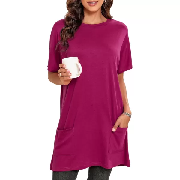 Dokotoo Womens Summer Casual Shirts Short Sleeve Tunic Tops with Pockets