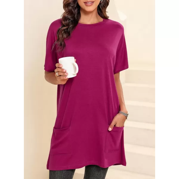 Dokotoo Womens Summer Casual Shirts Short Sleeve Tunic Tops with Pockets