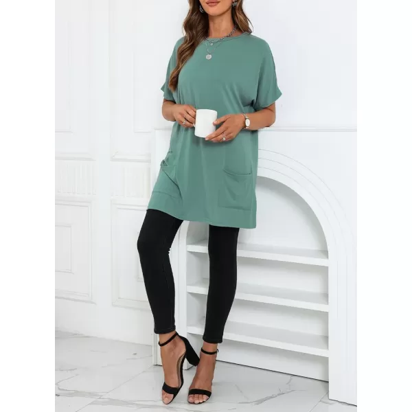Dokotoo Womens Summer Casual Shirts Short Sleeve Tunic Tops with Pockets