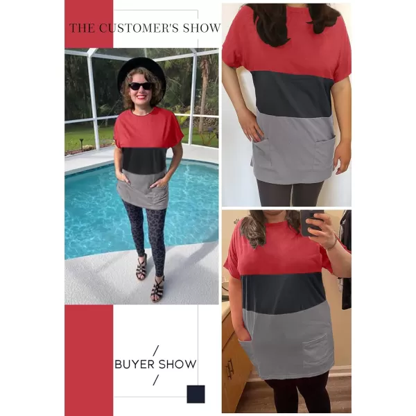 Dokotoo Womens Summer Casual Shirts Short Sleeve Tunic Tops with Pockets