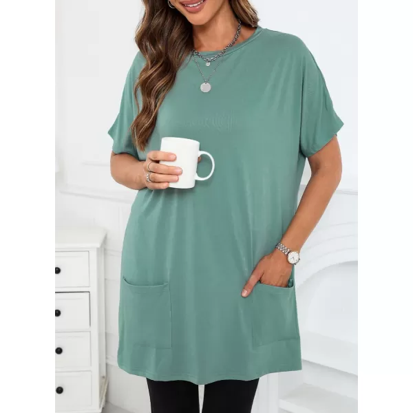 Dokotoo Womens Summer Casual Shirts Short Sleeve Tunic Tops with Pockets