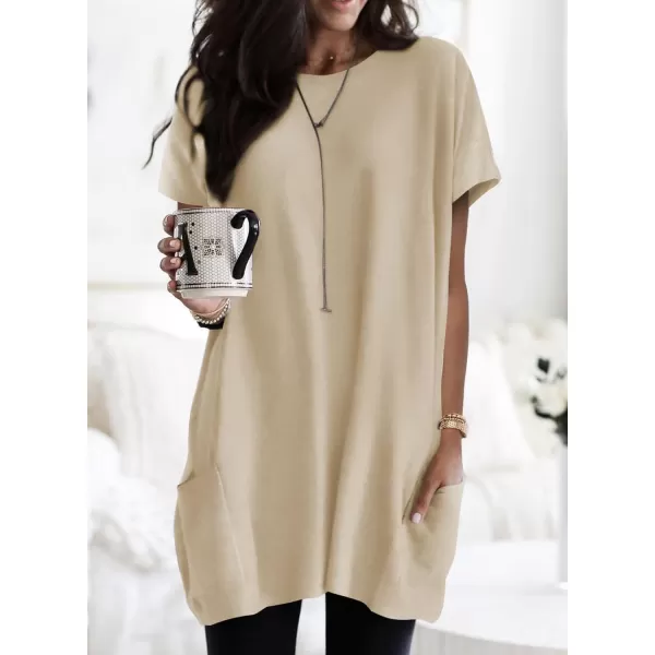 Dokotoo Womens Summer Casual Shirts Short Sleeve Tunic Tops with Pockets