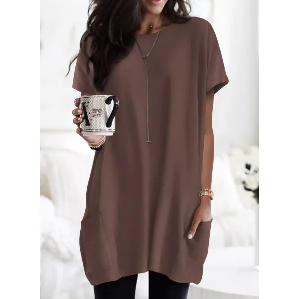 Dokotoo Womens Summer Casual Shirts Short Sleeve Tunic Tops with Pockets
