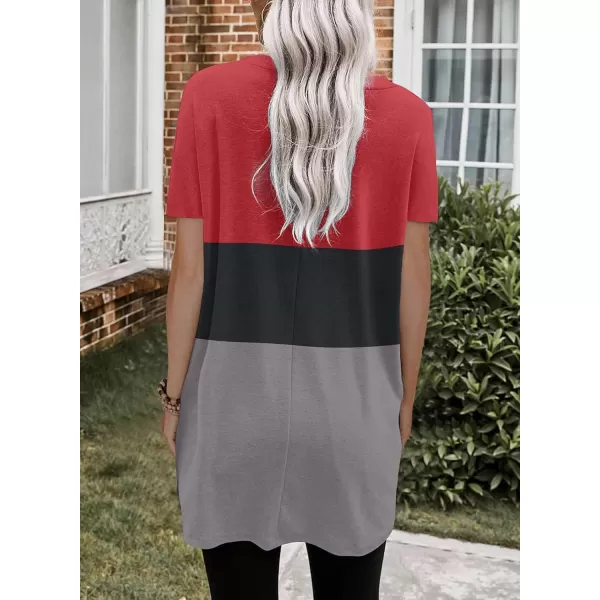 Dokotoo Womens Summer Casual Shirts Short Sleeve Tunic Tops with Pockets