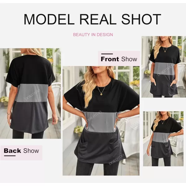Dokotoo Womens Summer Casual Shirts Short Sleeve Tunic Tops with Pockets