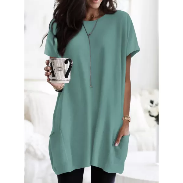 Dokotoo Womens Summer Casual Shirts Short Sleeve Tunic Tops with Pockets