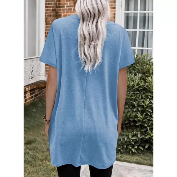 Dokotoo Womens Summer Casual Shirts Short Sleeve Tunic Tops with Pockets