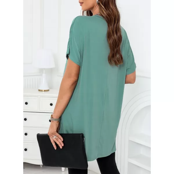 Dokotoo Womens Summer Casual Shirts Short Sleeve Tunic Tops with Pockets